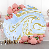 Lofaris Blue And Golden Abstract Round Birthday Backdrop